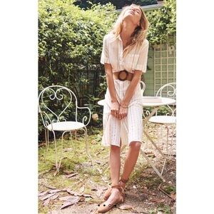 Sezane Lexia metallic striped midi shirtdress Dress Size 34 US 2